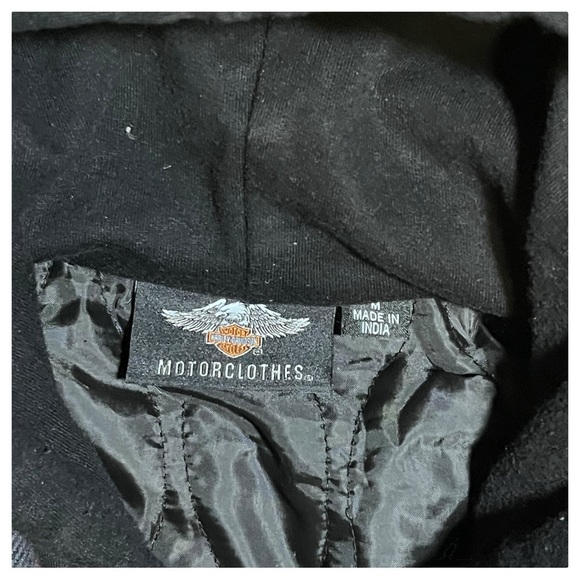 Harley Davidson Willie G Skull Quilted Hoodie Shirt Jacket Red Full Zip Medium - Picture 15 of 15